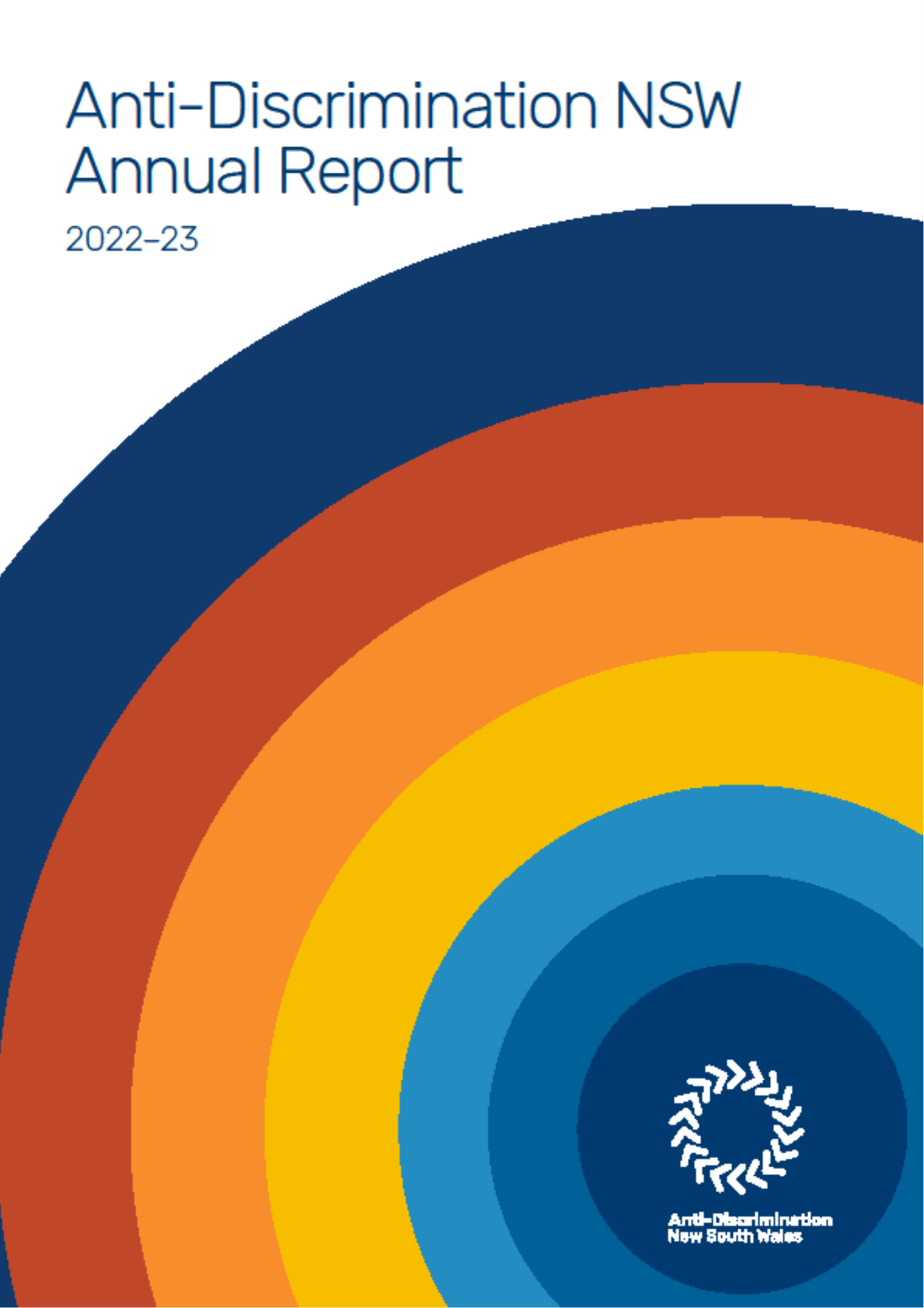 Screenhot of annual report cover - abstart image of circles in brand colours